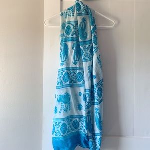 womens blue elephant scarf
